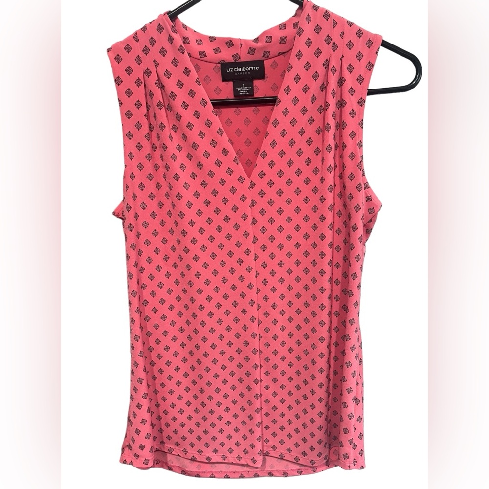 Liz Claiborne Pink V-Neck Pleated Sleeveless Blouse - Small